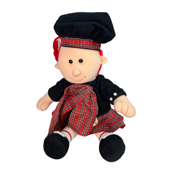 Cuddles Time Scottish-Inspired Plush Doll With Tartan Plaid Outfit & Hat - Picture 1 of 12